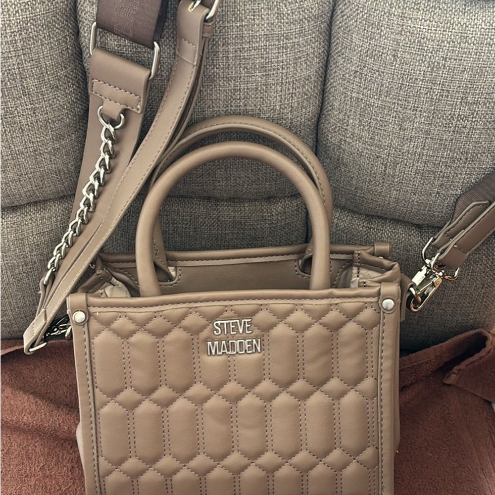 Steve Madden Quilted Brown Satchel